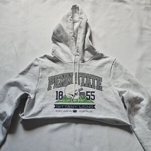 League Penn State Nittany Lions Football Helmet Women's Crop Hoodie Gray L